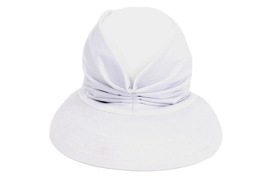 Womens Elastic Beach Summer Sun Hats Wide Brim Visor UV Protection-White