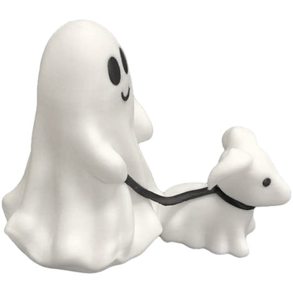 2Pcs Halloween Ghost Walking Dog Statue Ghost Ornament Decor for Yard Garden Corridor