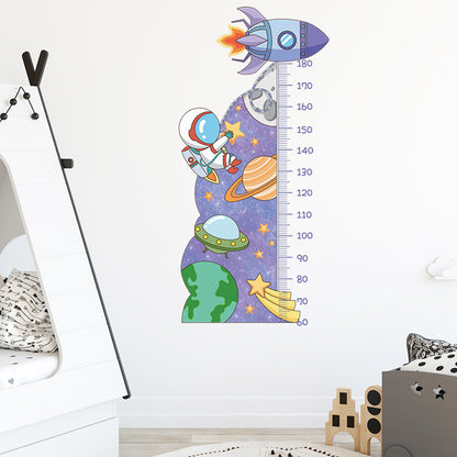 Cartoon Universe Starry Sky Astronaut Spaceship Rocket Height Sticker Wall Decals