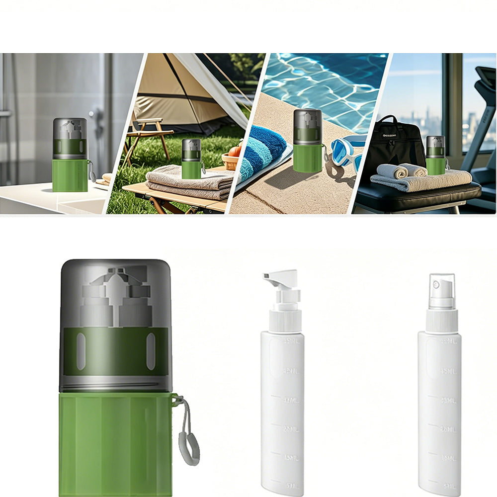 4 in 1 Travel Dispenser Bottle Set with Suction Cup for Toiletries-Green