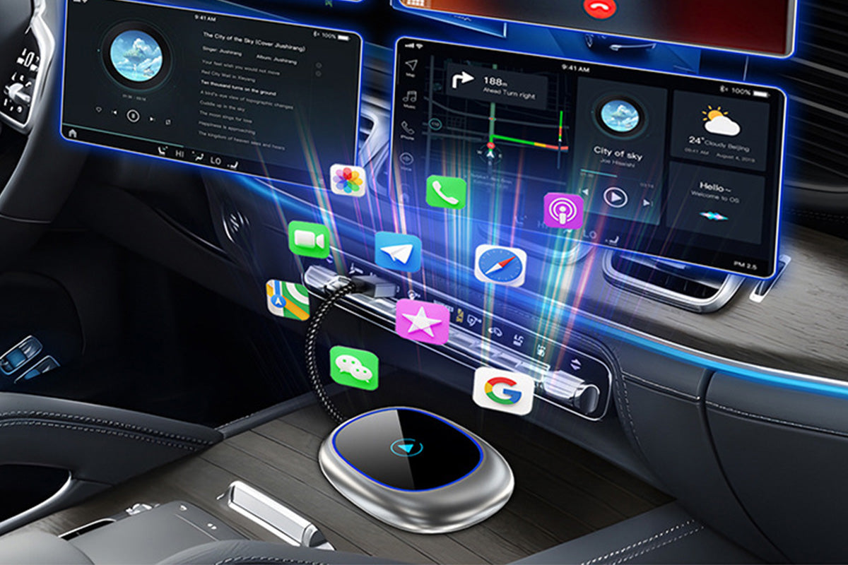 Wireless CarPlay Adapter Plug and Play Zero Delay Compatible with iOS 10+ Android 11+ for Cars After 2016