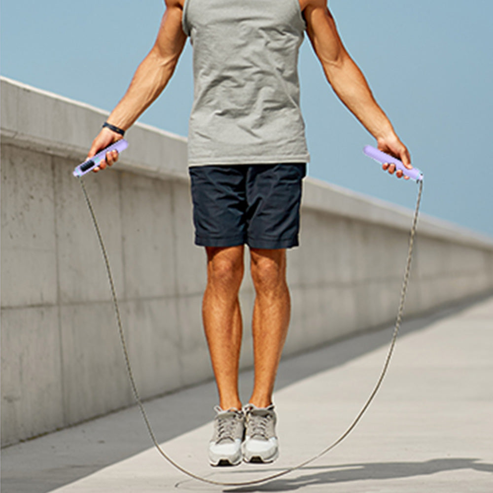 Smart Digital Jump Rope Set Accurately Skipping Rope Weighted Exercise Rope for Fitness Training Purple
