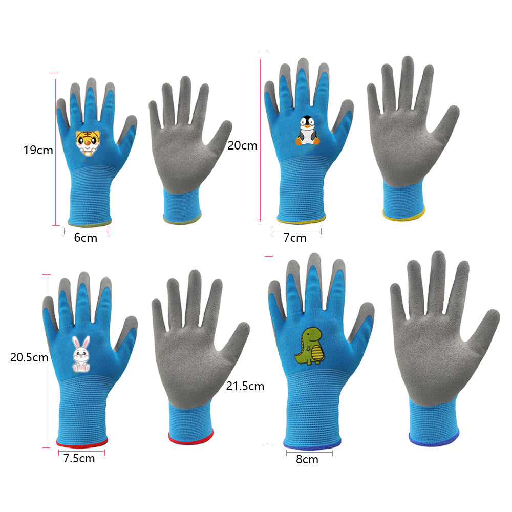 Pair of Kids Gardening Gloves Childrens Yard Work Gloves Latex Coated Garden Gloves Blue