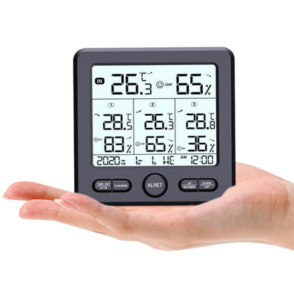 Digital Thermometer Hygrometer with 3 Wireless Sensors Indoor Outdoor Temperature Humidity Monitor Black