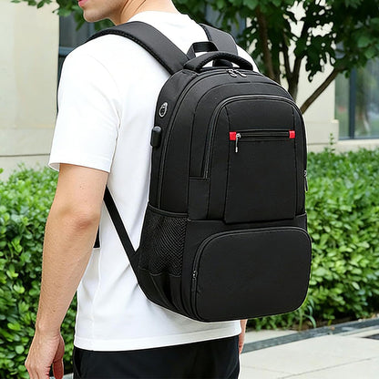 2 in 1 Large Capacity Laptop Backpack and Insulated Lunch Bag for Office Travel-Black
