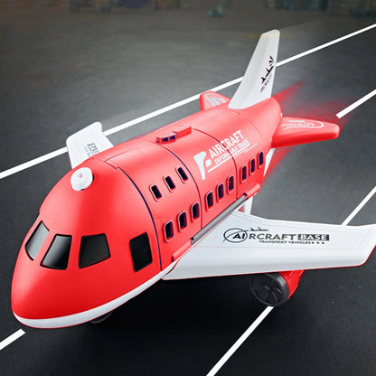 Kids Transformable Airplane Transport Playset Transformable Storage Plane Toy-Red