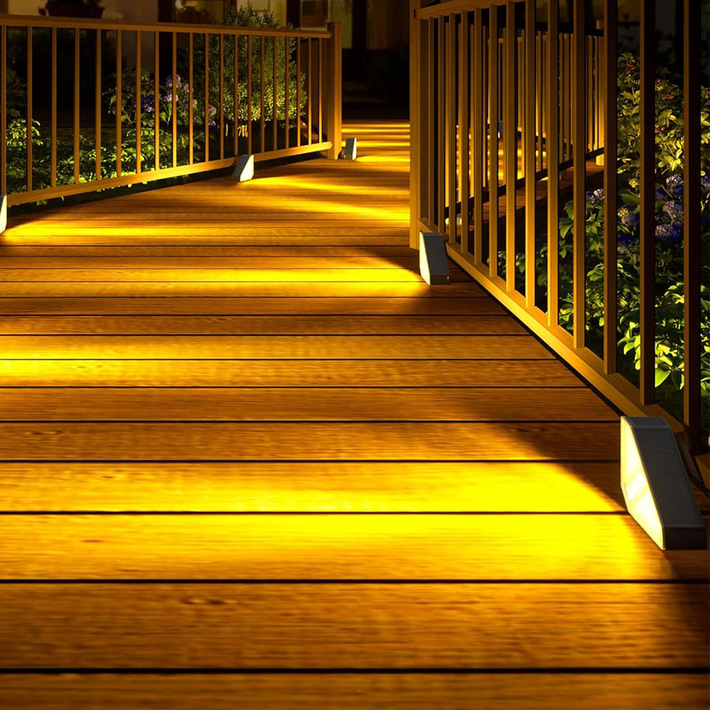 4Pcs Solar Triangle Stair Lights Outdoor Step Lights for Deck Front Porch Patio Decor Warm