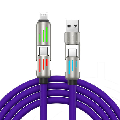 240W 4 in 1 Charging Cable For Apple Android Lightning Cable USB Type-C Purple