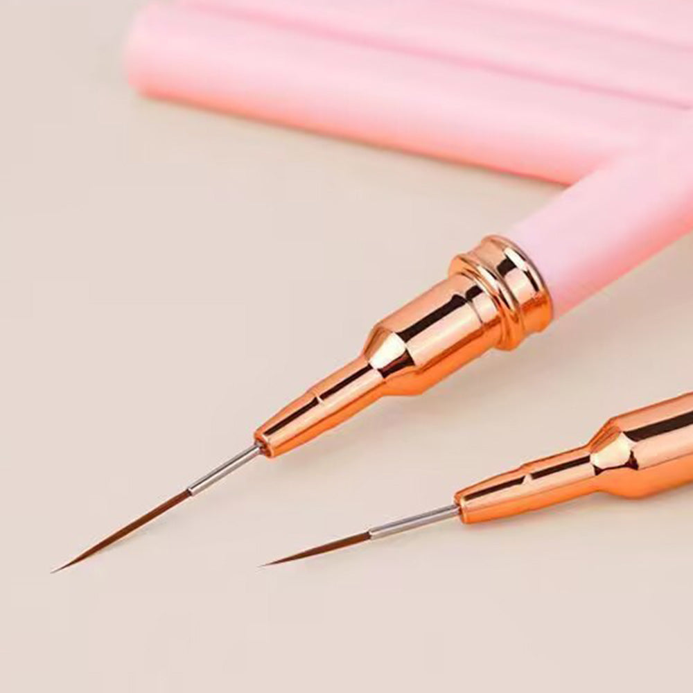 5PCS Nail Art Liner Brushes Set Nail Tools For Long Lines Thin Details Fine Drawing-Pink