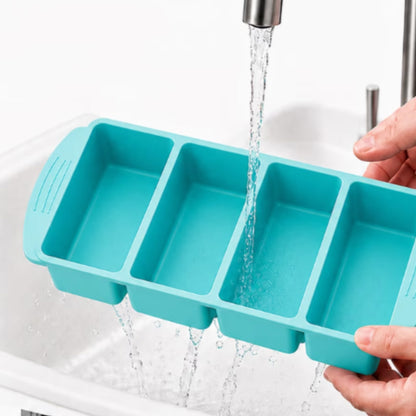 3 Pack Silicone Freezer Trays with Lids for Soup Sauce Meal Prep Storage-Blue