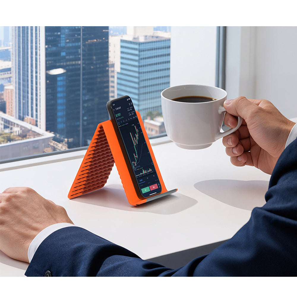 Portable Silicone Phone Stand Desk Holder for Office Travel Airplane-Orange