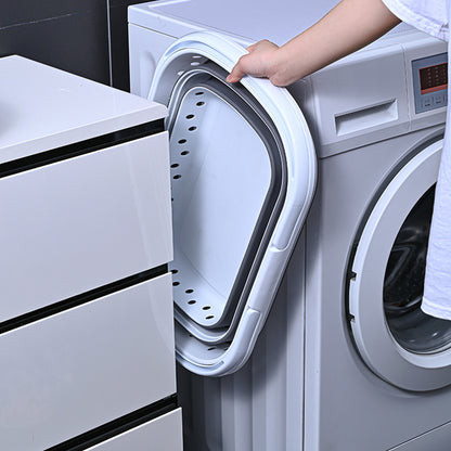 Foldable Collapsible Laundry Basket with Handle for Space Saving Storage-Grey