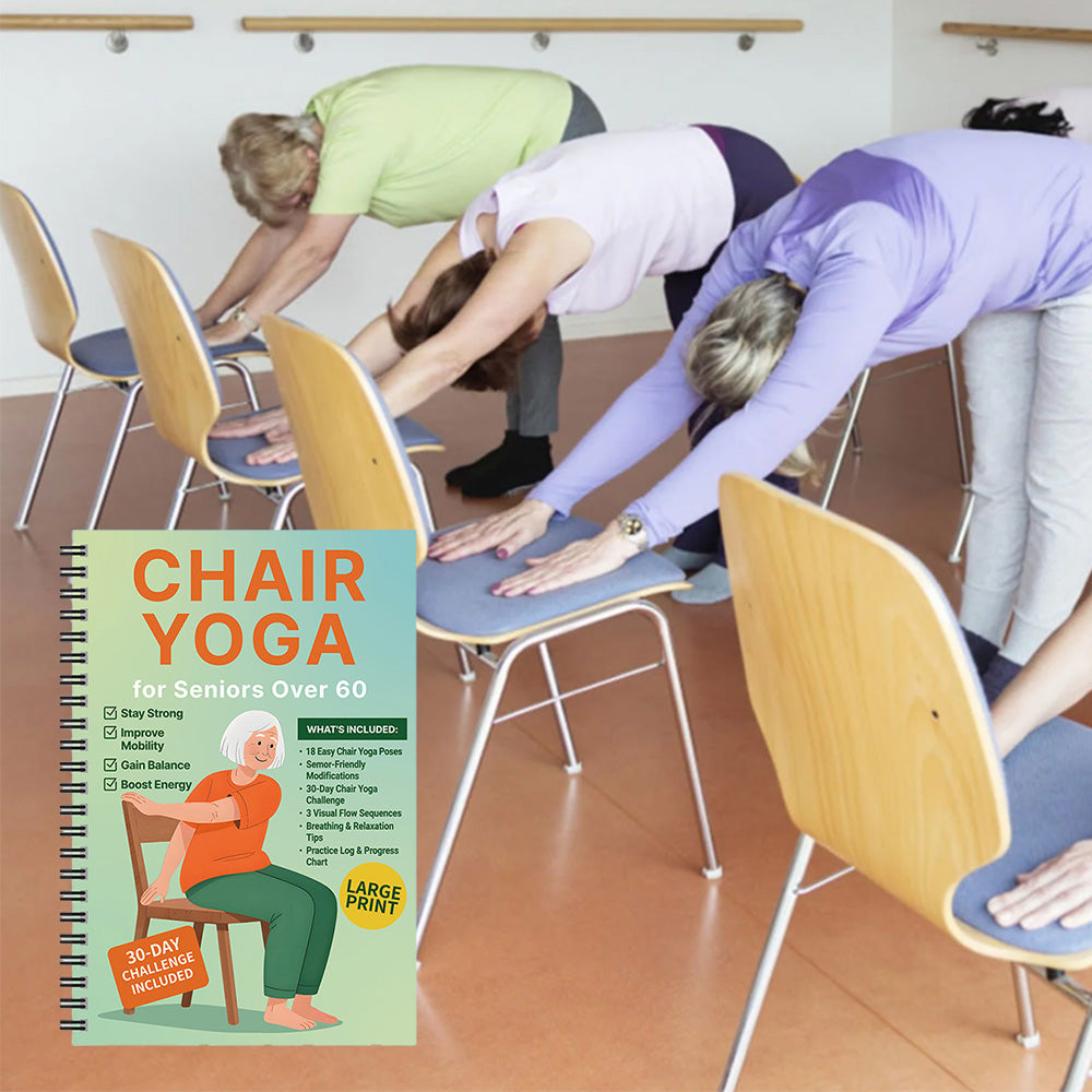 Chair Yoga Book for Seniors: Strength Balance & Wellness Exercises -Orange