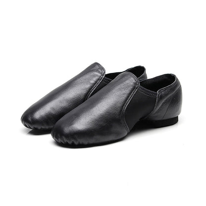 Leather Dance Shoes with Slip Resistant Sole - Black