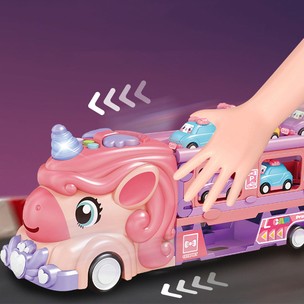Unicorn Foldable Toy Truck Racetrack with Lights & Sound Birthday Gift Girls