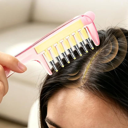 2 Pack 7 Tooth Hair Oil Applicator Combs with Silicone Caps