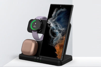 3 in 1 Wireless Charger Fast Charging Station Pad - Black