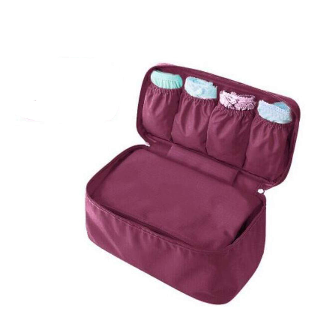 Oxford Travel Storage Bag Bra Underwear Bag Organizer Box Toiletry Cosmetic Case -Red