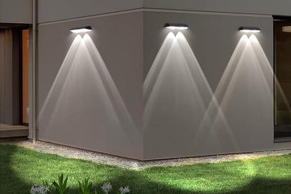 2Pcs Solar Fence Lights Outdoor Solar Lights Outdoor Waterproof for Backyard Railing -3 White Light Modes