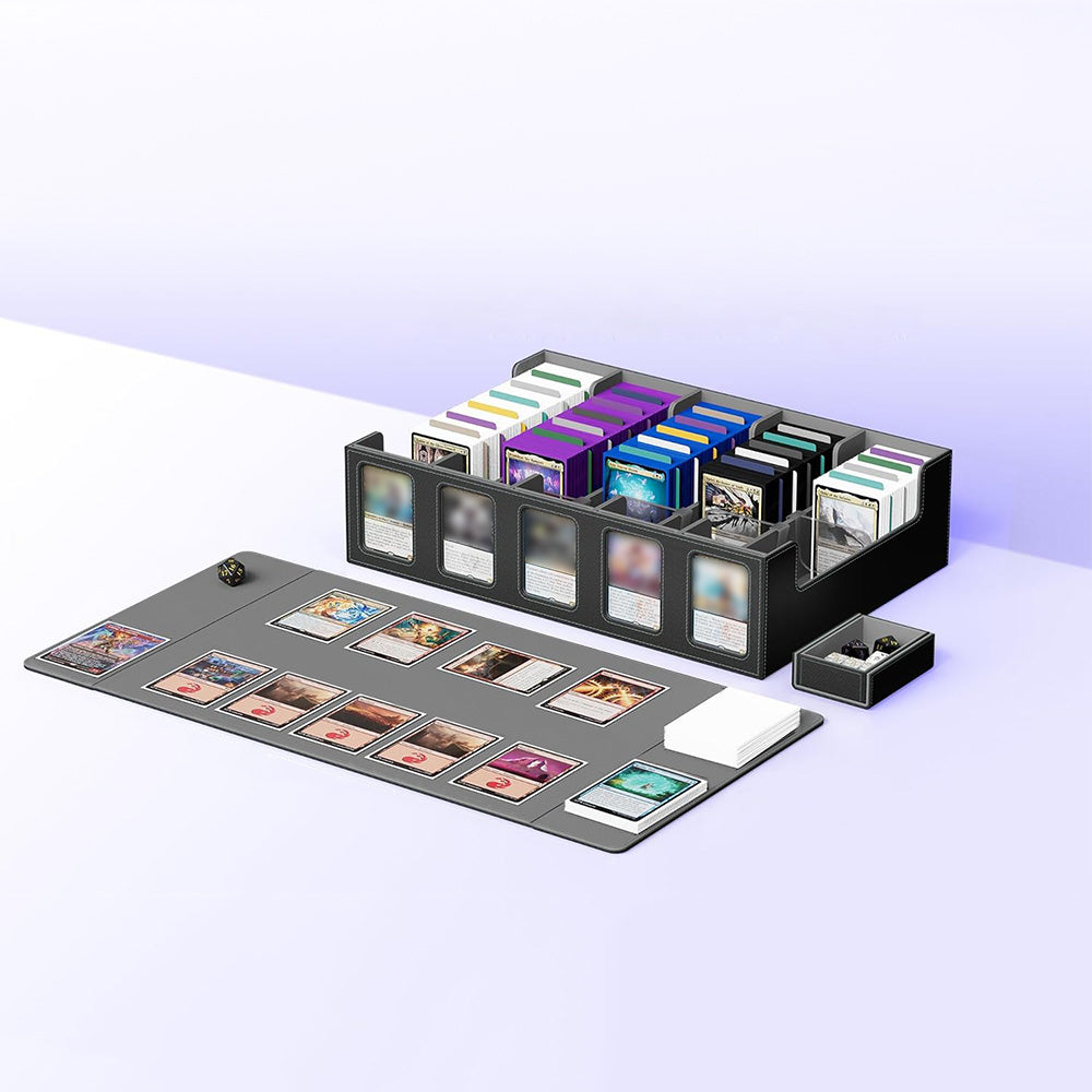 5 Row Trading Card Storage Box with Display Slot Removable Attachment Cover