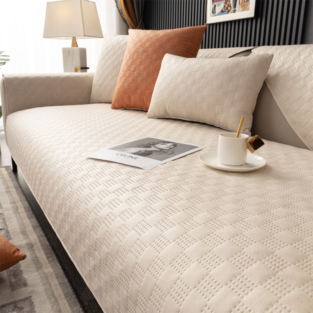 Water Resistant Dog Sofa Blanket Washable Furniture Protector Cover -Beige