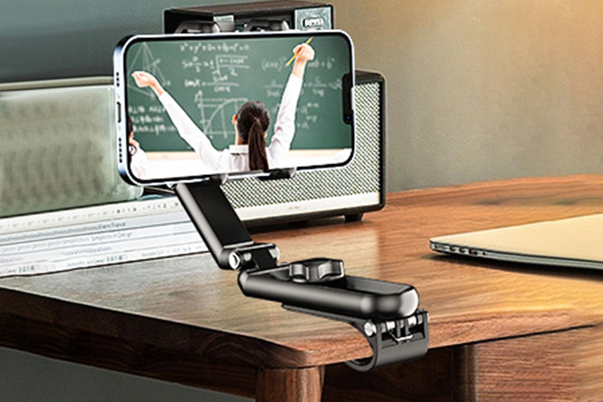 360 Rotating Car Phone Stand Multifunction Car Sun Visor Phone Holder -Black