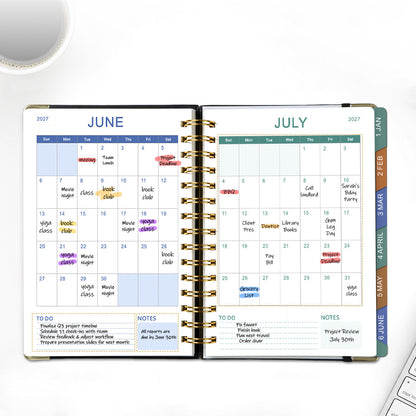 2027 A5 Hardcover Weekly Planner Calendar Notebook January to December - Black