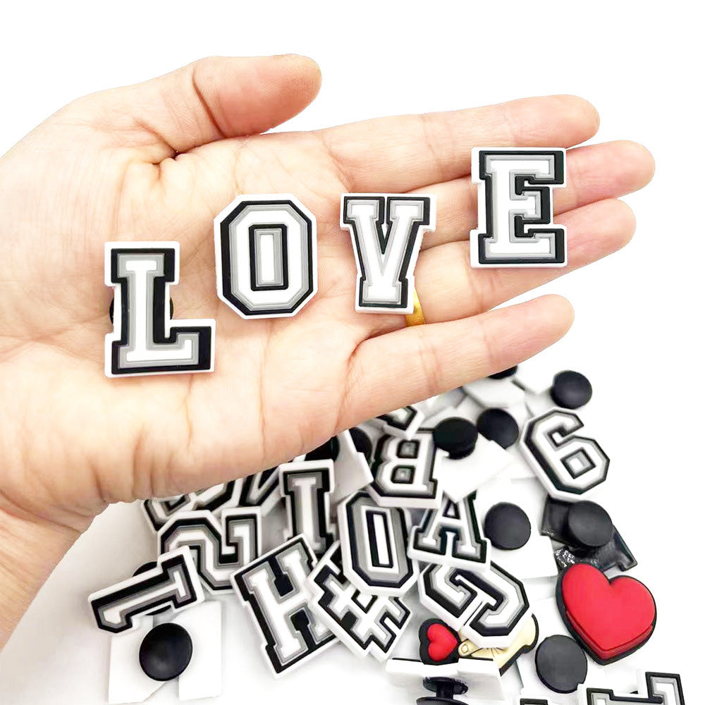 40 Piece Letter Number Heart Charms for Clog Shoes