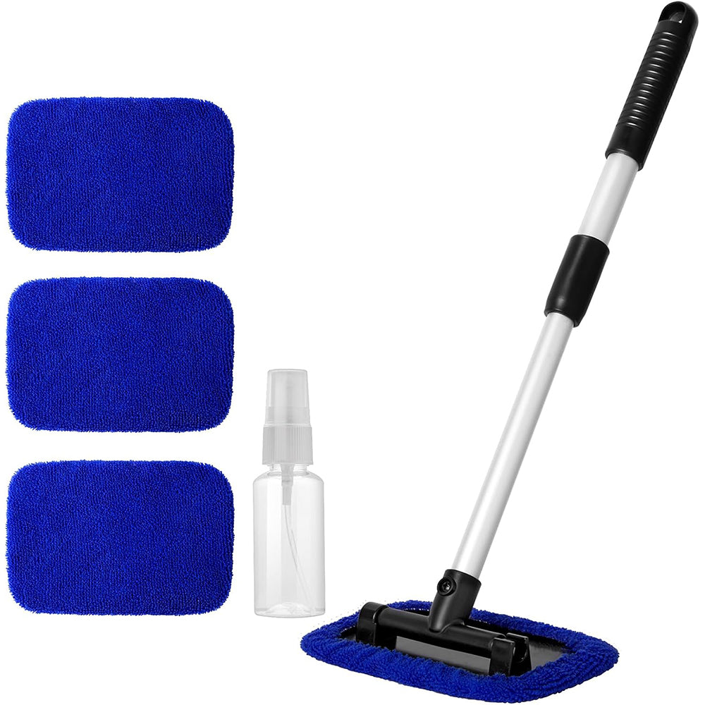 11Pcs Car Windshield Cleaning Tool Kit Telescopic Pole with Washable Pads