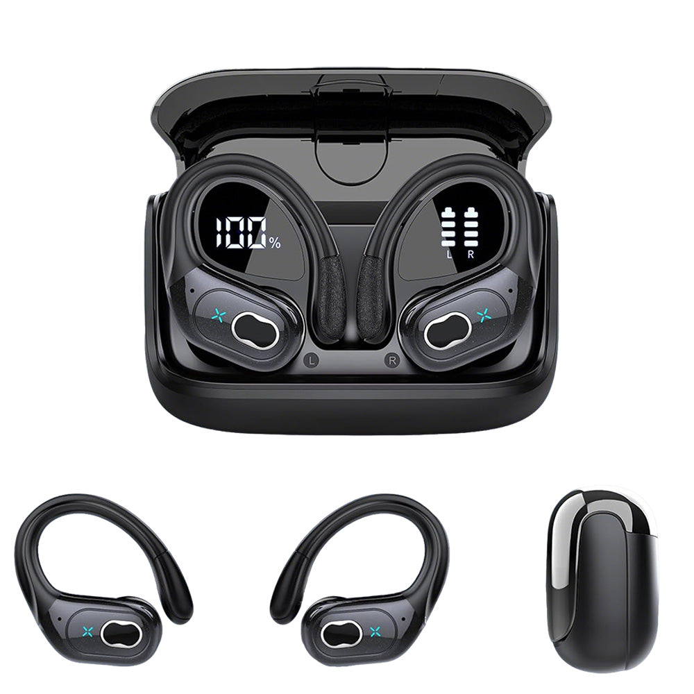 Wireless Bluetooth 5.4 Headphone Over Ear Bud IPX5 Waterproof Earphone for Sport Running-Black