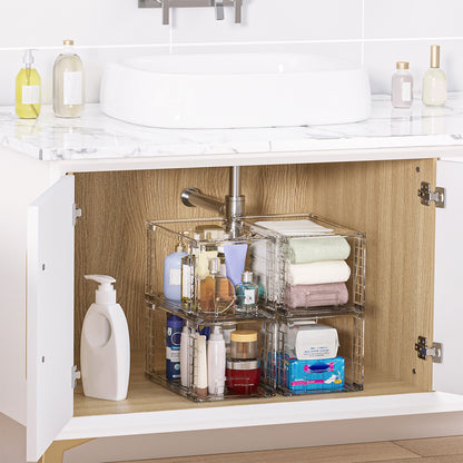 2Pcs Stackable Clear Makeup Organizer Drawer-S Size