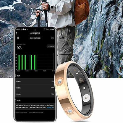 Stainless Steel Smart Ring with Charging Case-Gold