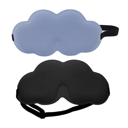 2pcs 3D Silk Eye Mask for Sleeping Clouds Shape Soft Eye Sleeping Blindfold -Black and Blue