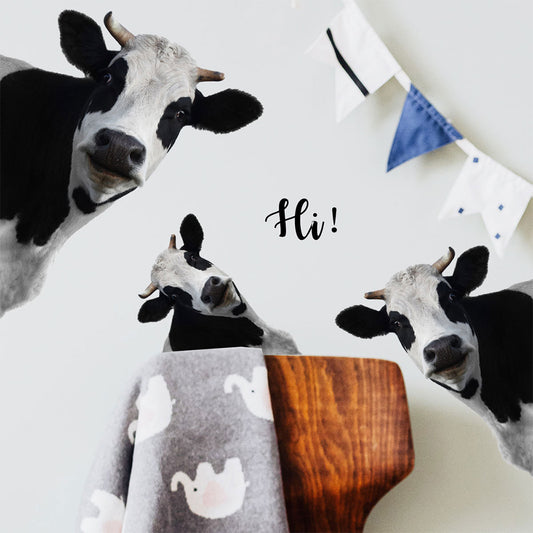 Funny Peeking Cow Wall Stickers Cute Animal Wall Decals