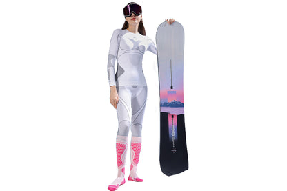 Ski Thermal Socks Thermal Knee High Socks for Snowboarding Winter Warmth Socks -Purple and Blue and Pink
