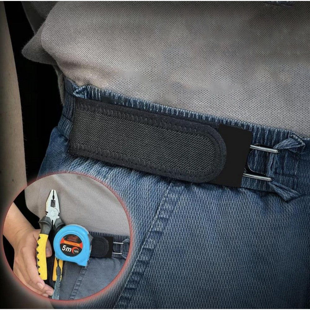 2Pcs Elastic Belt Adjustable No Buckle Belt for Daily Use-Black