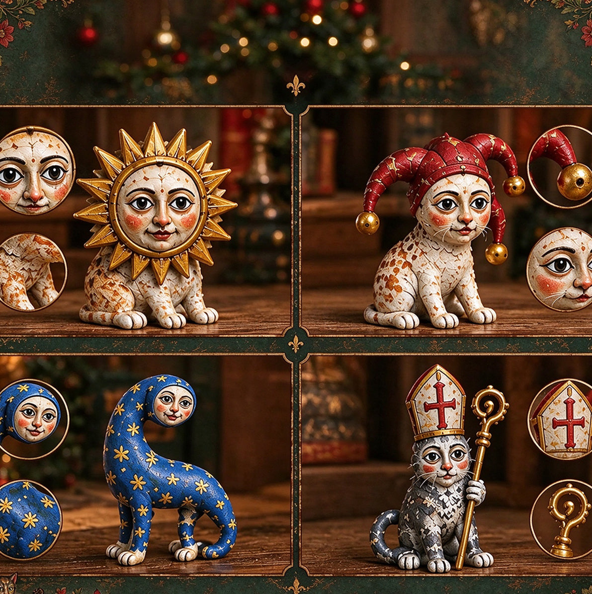 Medieval Cat 24 Day Christmas Advent Calendar with 3D Cat Figures for Adults
