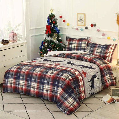 Christmas Pattern Bedding Set Xmas Style Duvet Cover Pillowcase  Home Decor Style 1