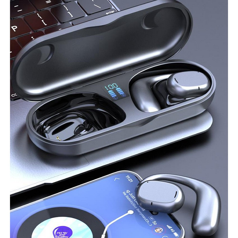 Bluetooth Earphones Wireless In-Ear Sports Stereo TWS Headphones Earhooks Ear-hanging Painless Wearing With Package -Black