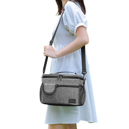 Insulated Lunch Bag Large Capacity with Shoulder Strap-Grey