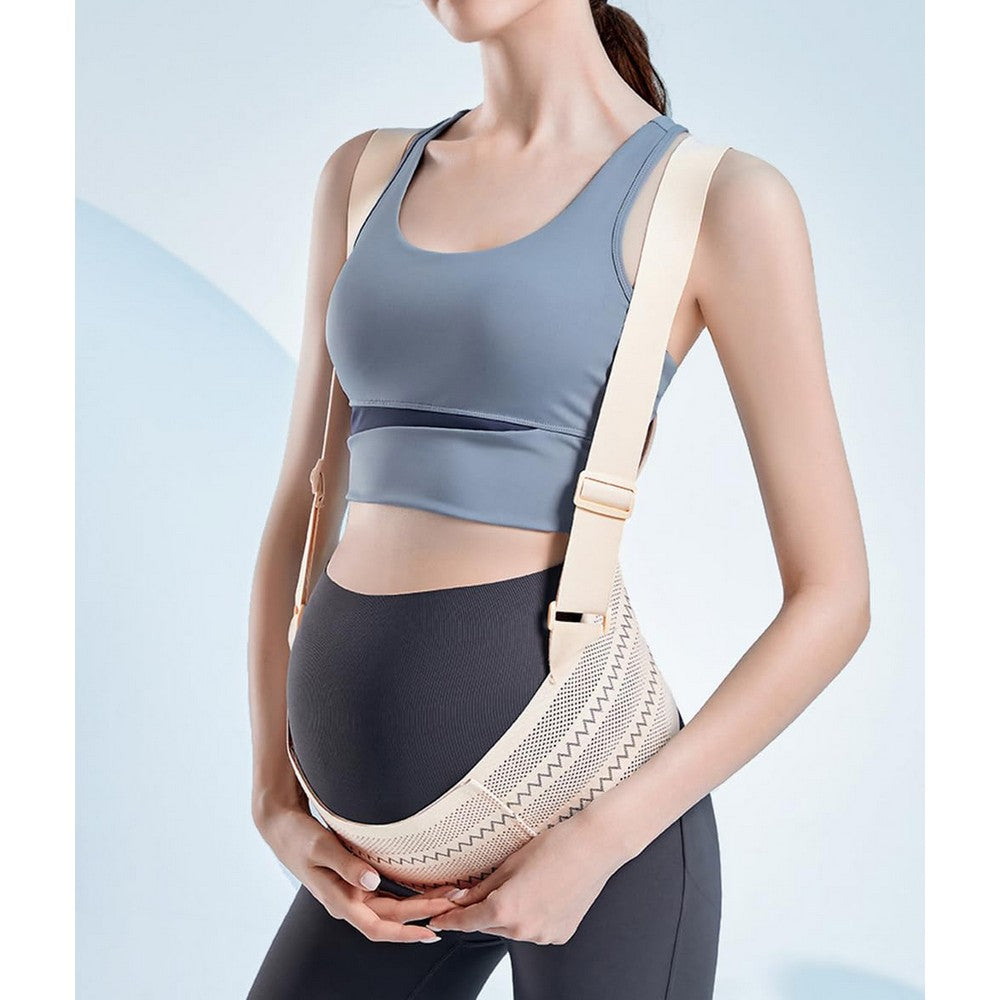 Maternity Belt Back Support Adjustable Abdominal Binder for Pregnancy-Beige