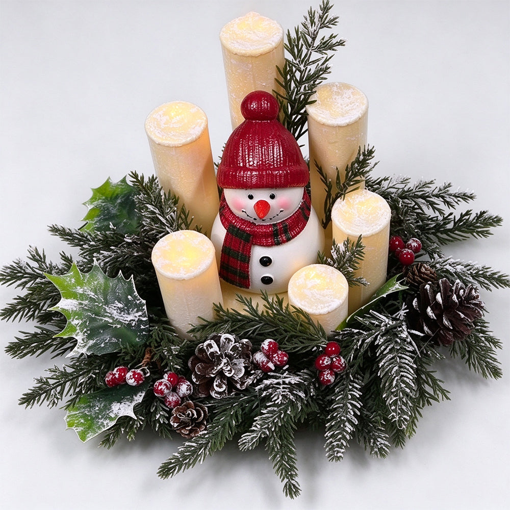 Christmas Decoration Candle Light Resin Christmas Table Centerpieces - Snowman