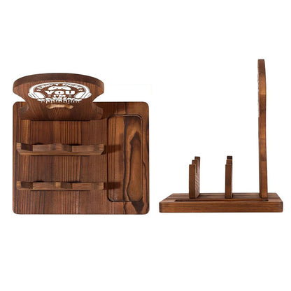Solid Wood Multi-Function Headphone Stand for Gamer