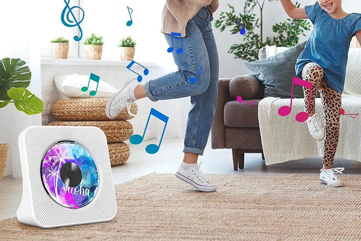 Bluetooth Home CD Player with LED Screen White