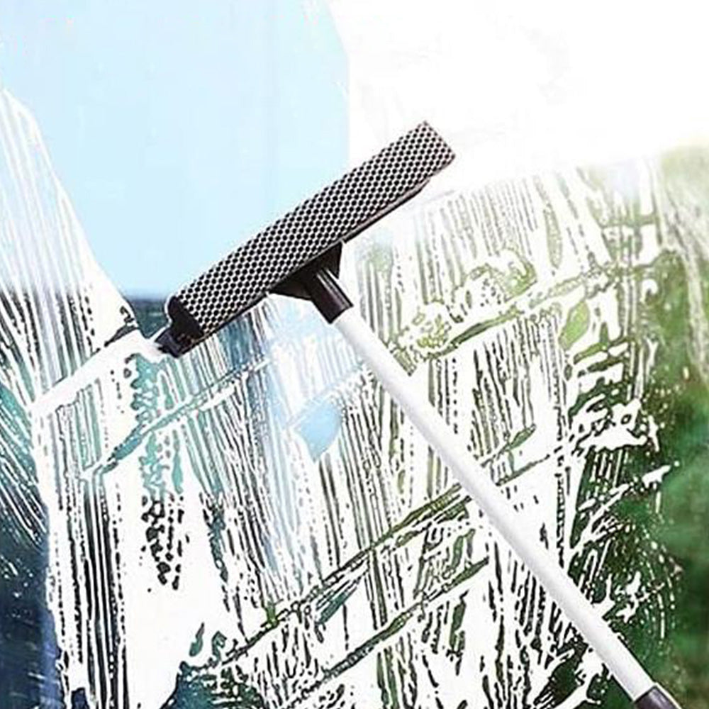 Telescopic Rubber Squeegee Double-Sided Scrubber Sponge Glass Window Car Windscreen Cleaner