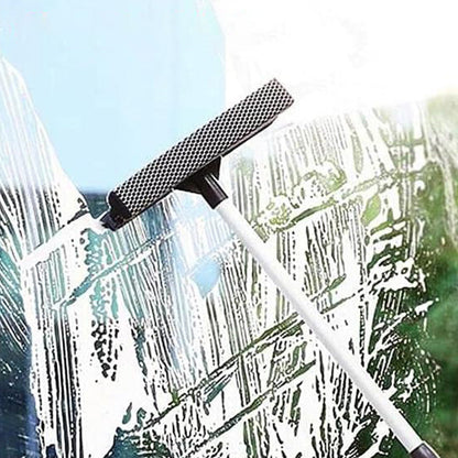 Telescopic Rubber Squeegee Double-Sided Scrubber Sponge Glass Window Car Windscreen Cleaner