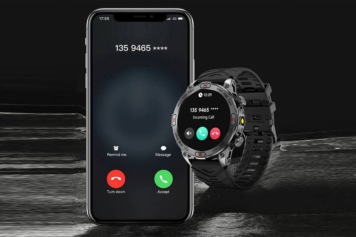 Smart Watch 1.43-Inch Fitness Watch with All Day Heart Rate Sleep Monitor Blood Oxygen Flashlight AI Voice Activity Tracker-Black