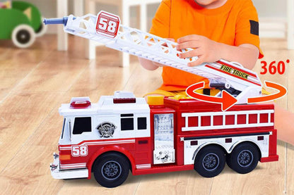 Fire Truck Toys with Water Pump and Rotating Rescue Ladder Big Firetruck Engine