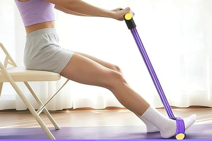 6 Tube Foot Pedal Resistance Band Ankle Puller Fitness Rope Purple