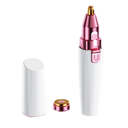 Women Facial Hair Removal 2 in 1 Rechargeable Eyebrow Trimmer Face Shaver with Light -White